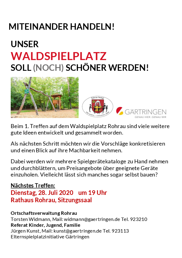Hinweis Treffen 28.7.2020 Rathaus Rohrau