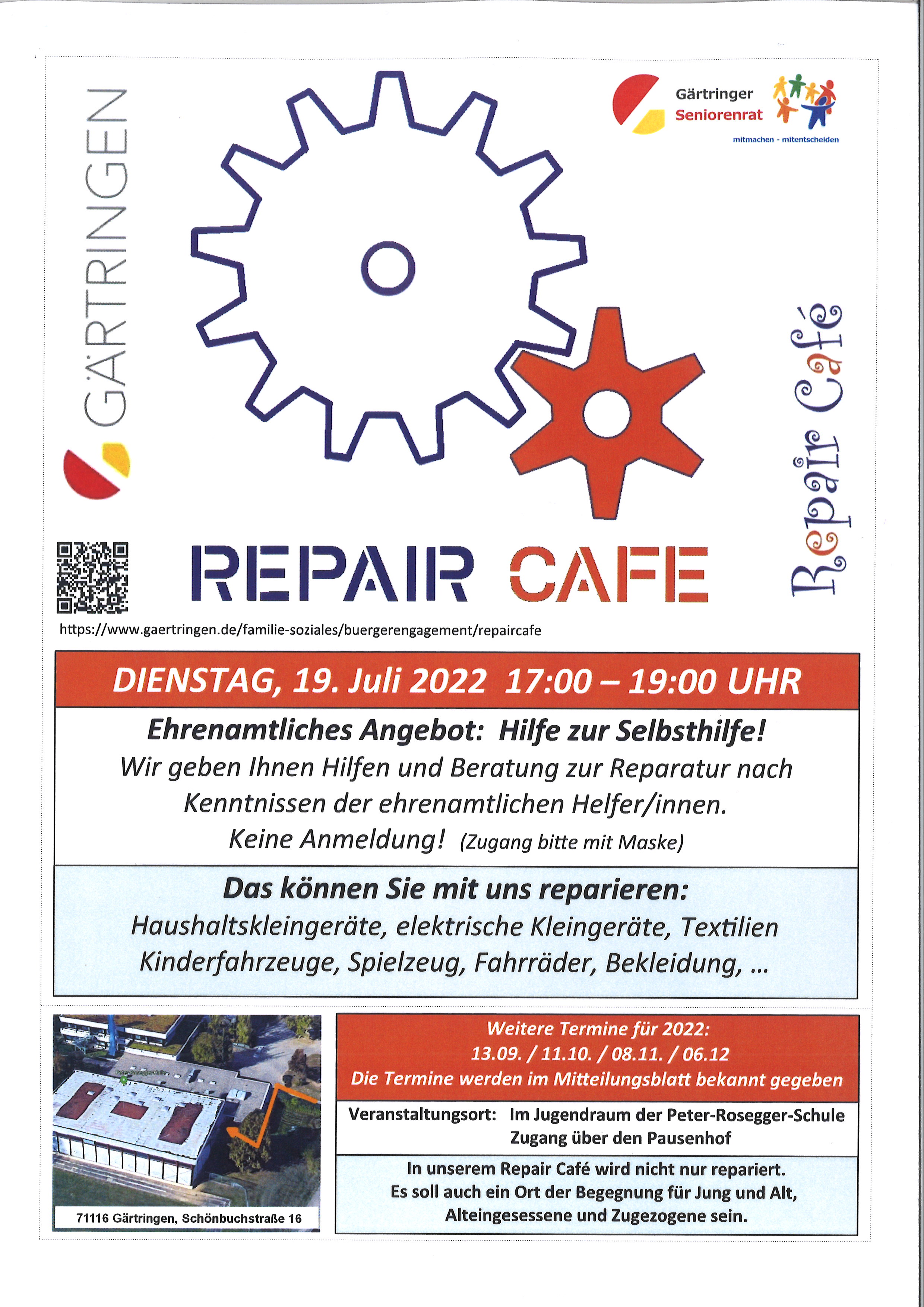 Plakathinweis Repaircafe 19 7 2022