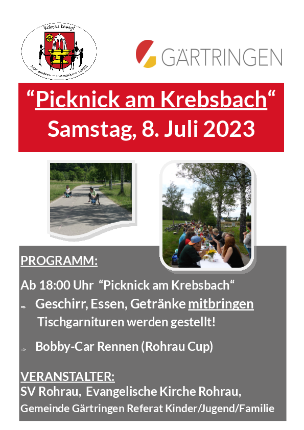 Plakathinweis Picknick am Krebsbach
