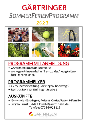 Gärtringer Sommerferienprogramm 2021